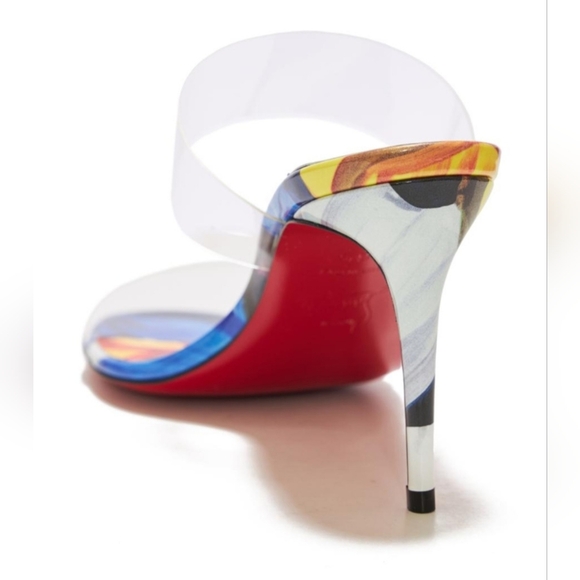 $945 Christian Louboutin JUST NOTHING 85 PVC/Leather Sandal Heels US 8.5 & US 9 - Picture 4 of 14